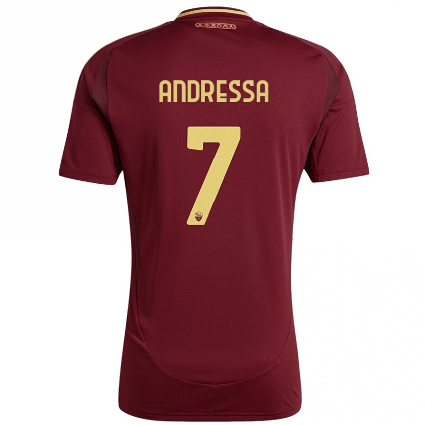 Mujer Fútbol Camiseta Andressa #7 Rojo Marrón Dorado 1ª Equipación 2024/25 Perú