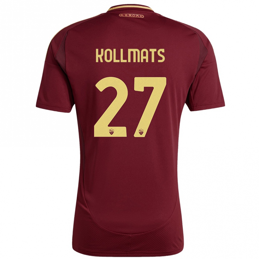 Mujer Fútbol Camiseta Beata Kollmats #27 Rojo Marrón Dorado 1ª Equipación 2024/25 Perú