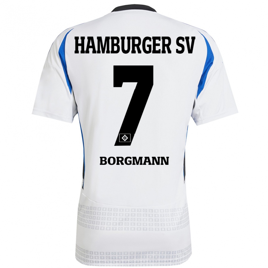 Mujer Fútbol Camiseta Marcus Borgmann #7 Blanco Azul 1ª Equipación 2024/25 Perú