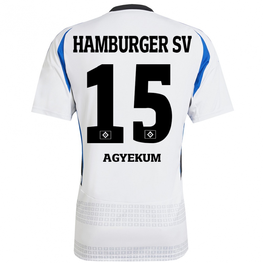 Mujer Fútbol Camiseta Joel Agyekum #15 Blanco Azul 1ª Equipación 2024/25 Perú