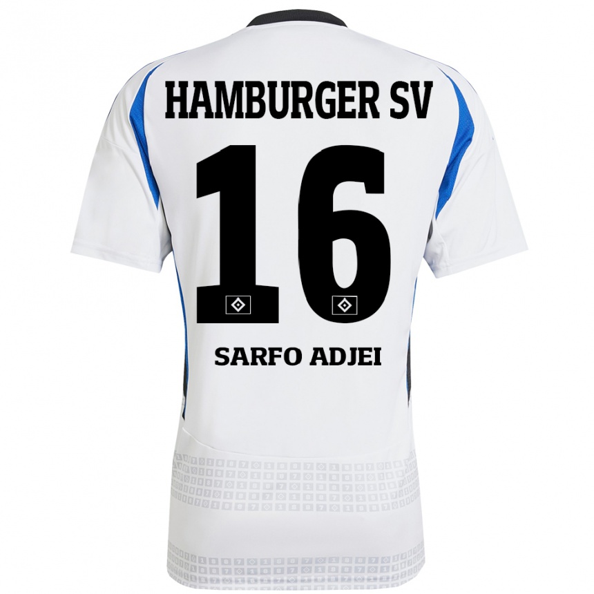 Mujer Fútbol Camiseta Maximilian Sarfo-Adjei #16 Blanco Azul 1ª Equipación 2024/25 Perú