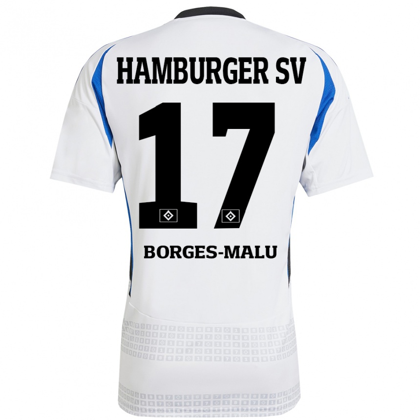 Mujer Fútbol Camiseta Louis Borges-Malu #17 Blanco Azul 1ª Equipación 2024/25 Perú