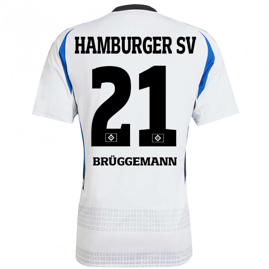 Mujer Fútbol Camiseta William Brüggemann #21 Blanco Azul 1ª Equipación 2024/25 Perú