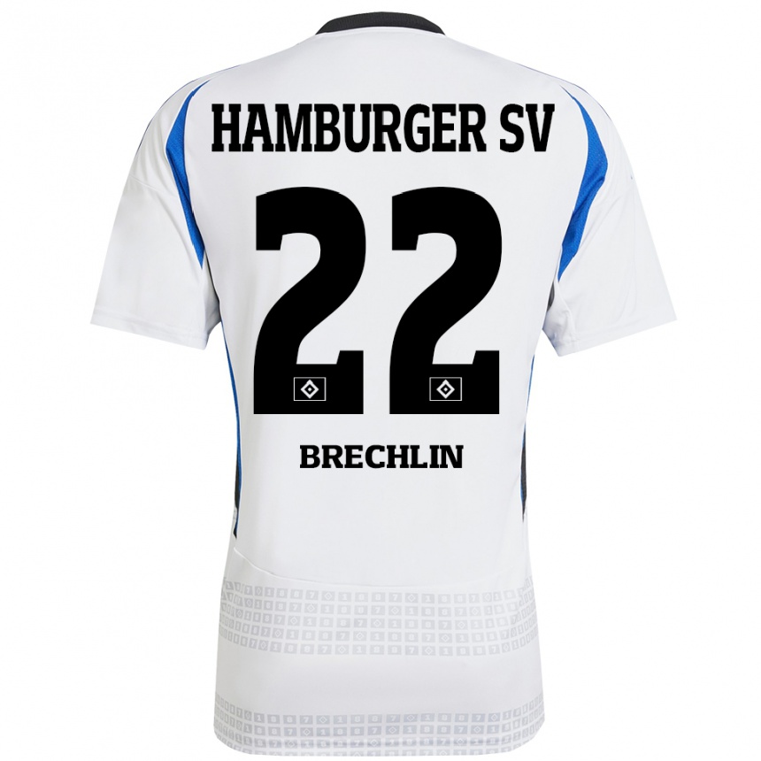 Mujer Fútbol Camiseta Bjarne Brechlin #22 Blanco Azul 1ª Equipación 2024/25 Perú