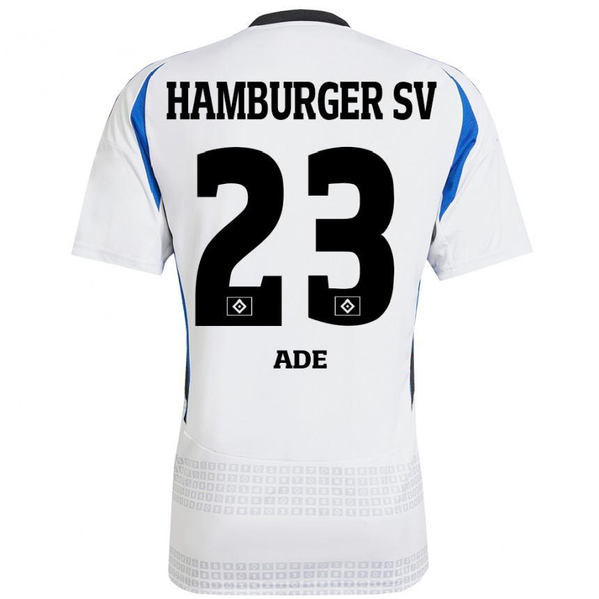 Mujer Fútbol Camiseta Jeremy Ade #23 Blanco Azul 1ª Equipación 2024/25 Perú