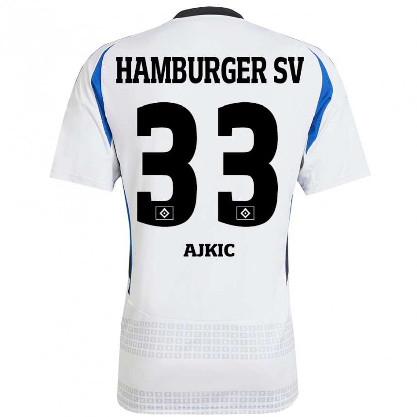 Mujer Fútbol Camiseta Selim Ajkic #33 Blanco Azul 1ª Equipación 2024/25 Perú