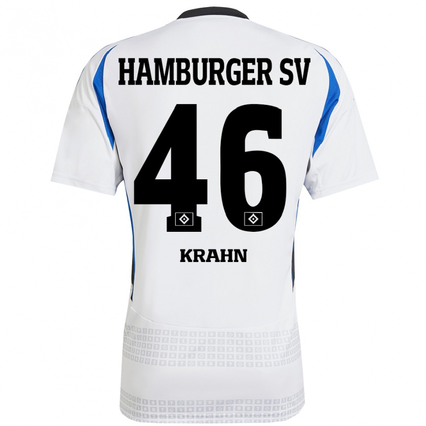 Mujer Fútbol Camiseta Elijah Krahn #46 Blanco Azul 1ª Equipación 2024/25 Perú