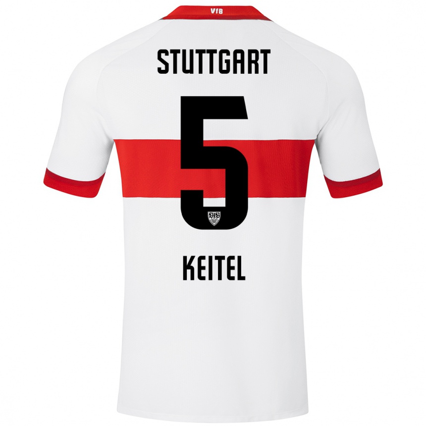 Mujer Fútbol Camiseta Yannik Keitel #5 Blanco Rojo 1ª Equipación 2024/25 Perú