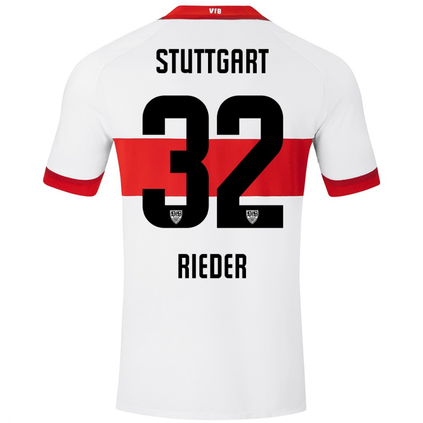 Mujer Fútbol Camiseta Fabian Rieder #32 Blanco Rojo 1ª Equipación 2024/25 Perú