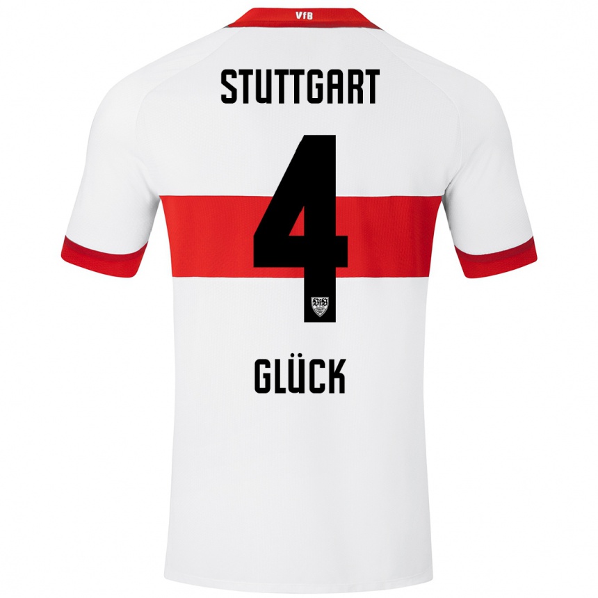 Mujer Fútbol Camiseta Michael Glück #4 Blanco Rojo 1ª Equipación 2024/25 Perú