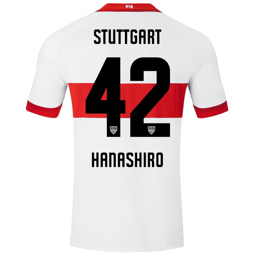 Mujer Fútbol Camiseta Rinto Hanashiro #42 Blanco Rojo 1ª Equipación 2024/25 Perú