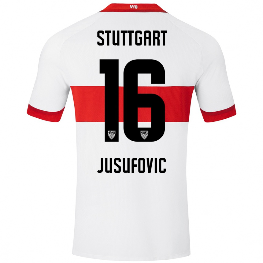 Mujer Fútbol Camiseta Farah Jusufović #16 Blanco Rojo 1ª Equipación 2024/25 Perú