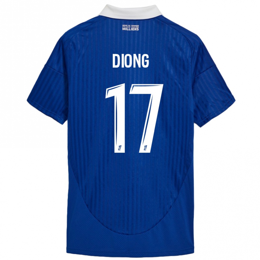 Mujer Fútbol Camiseta Pape Diong #17 Azul Blanco 1ª Equipación 2024/25 Perú