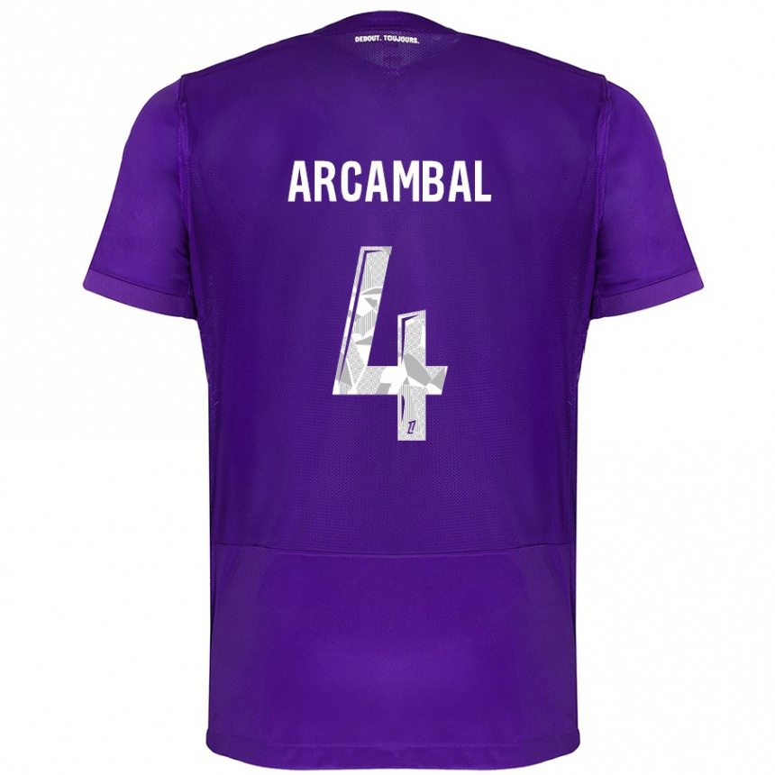 Mujer Fútbol Camiseta Anais Arcambal #4 Morado Blanco 1ª Equipación 2024/25 Perú