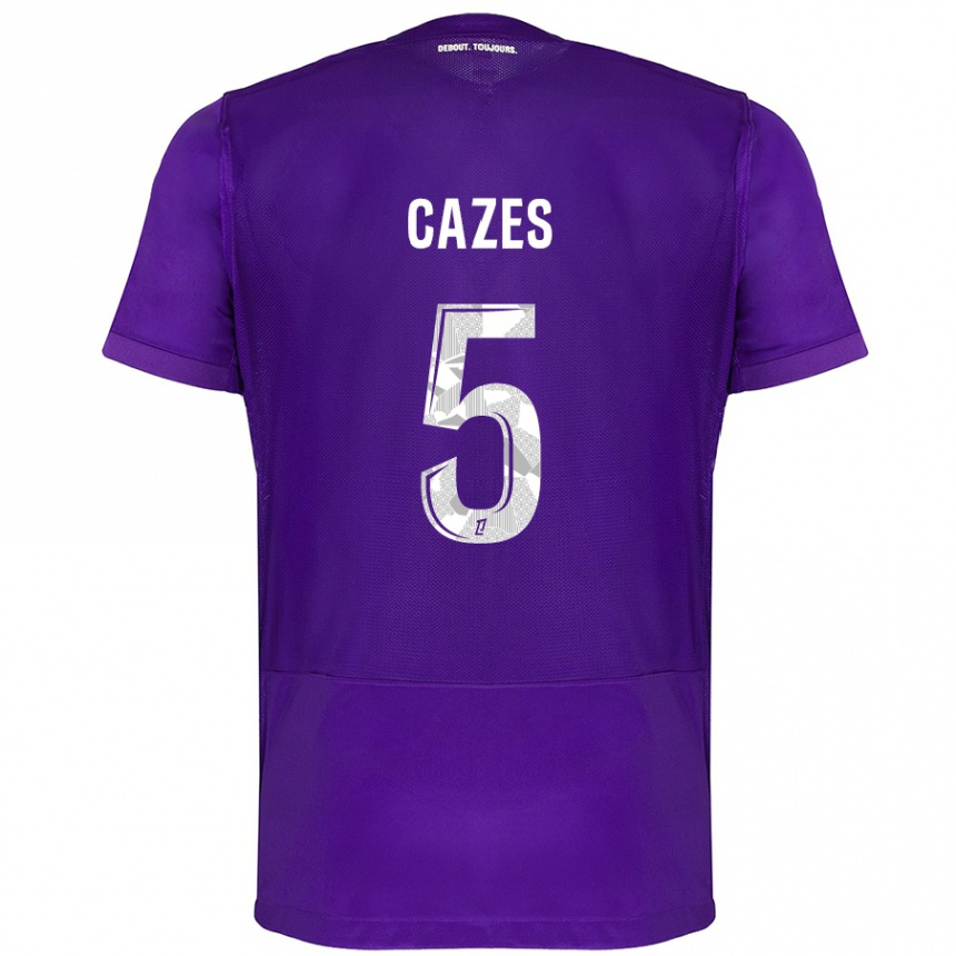 Mujer Fútbol Camiseta Manon Cazes #5 Morado Blanco 1ª Equipación 2024/25 Perú