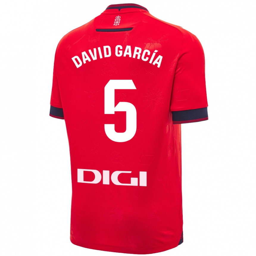 Mujer Fútbol Camiseta David García #5 Rojo Blanco 1ª Equipación 2024/25 Perú