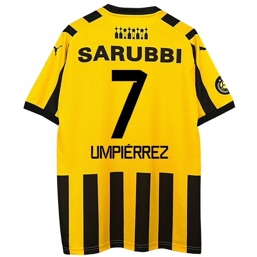 Mujer Fútbol Camiseta Leandro Umpiérrez #7 Amarillo Negro 1ª Equipación 2024/25 Perú