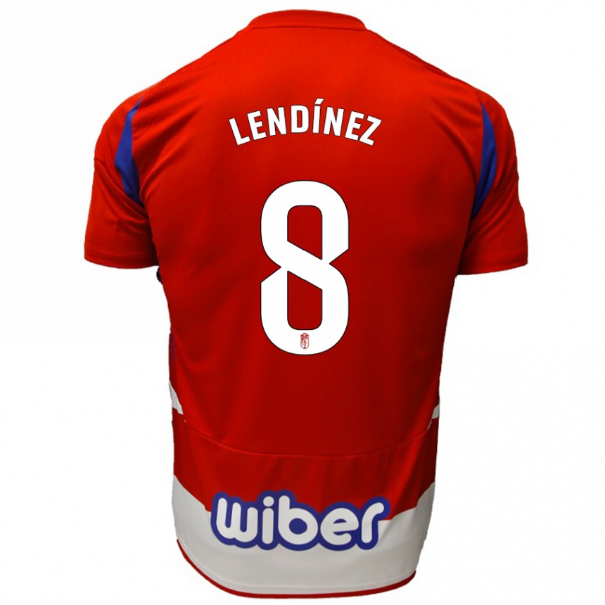 Mujer Fútbol Camiseta Juanma Lendínez #8 Rojo Blanco Azul 1ª Equipación 2024/25 Perú