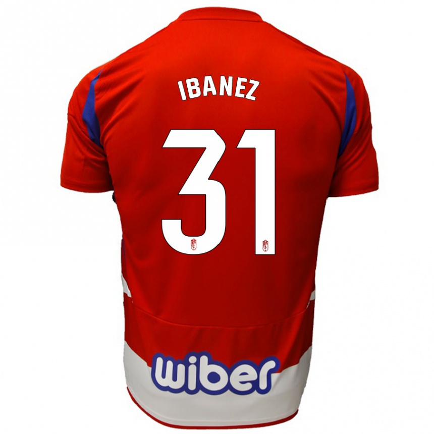 Mujer Fútbol Camiseta Alba Ibáñez #31 Rojo Blanco Azul 1ª Equipación 2024/25 Perú