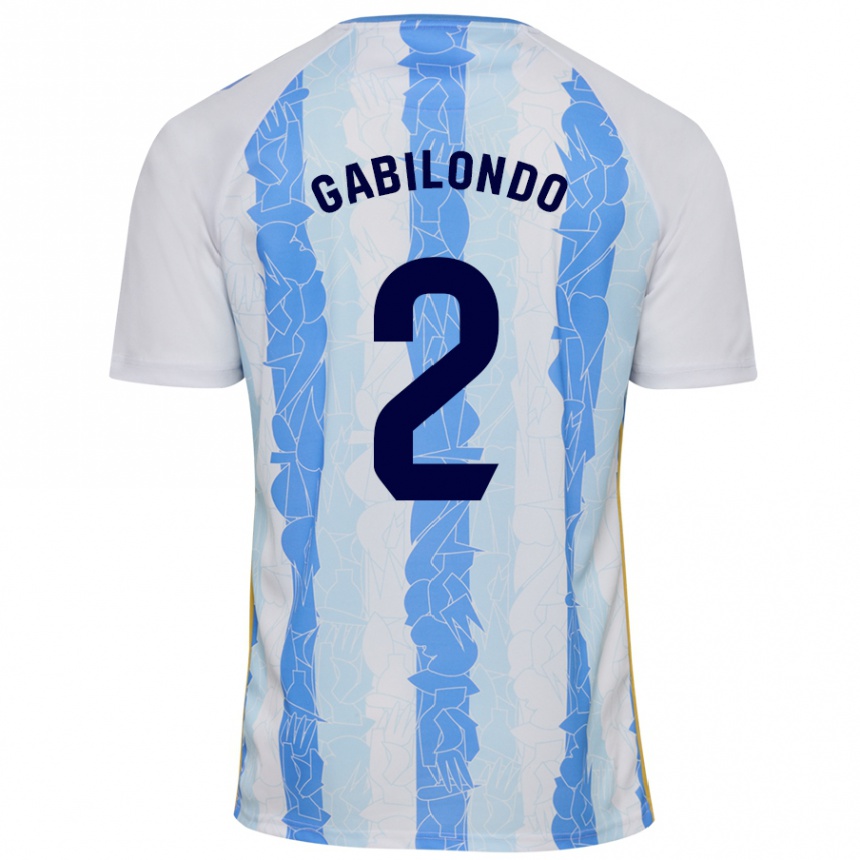 Mujer Fútbol Camiseta Jokin Gabilondo #2 Blanco Azul 1ª Equipación 2024/25 Perú