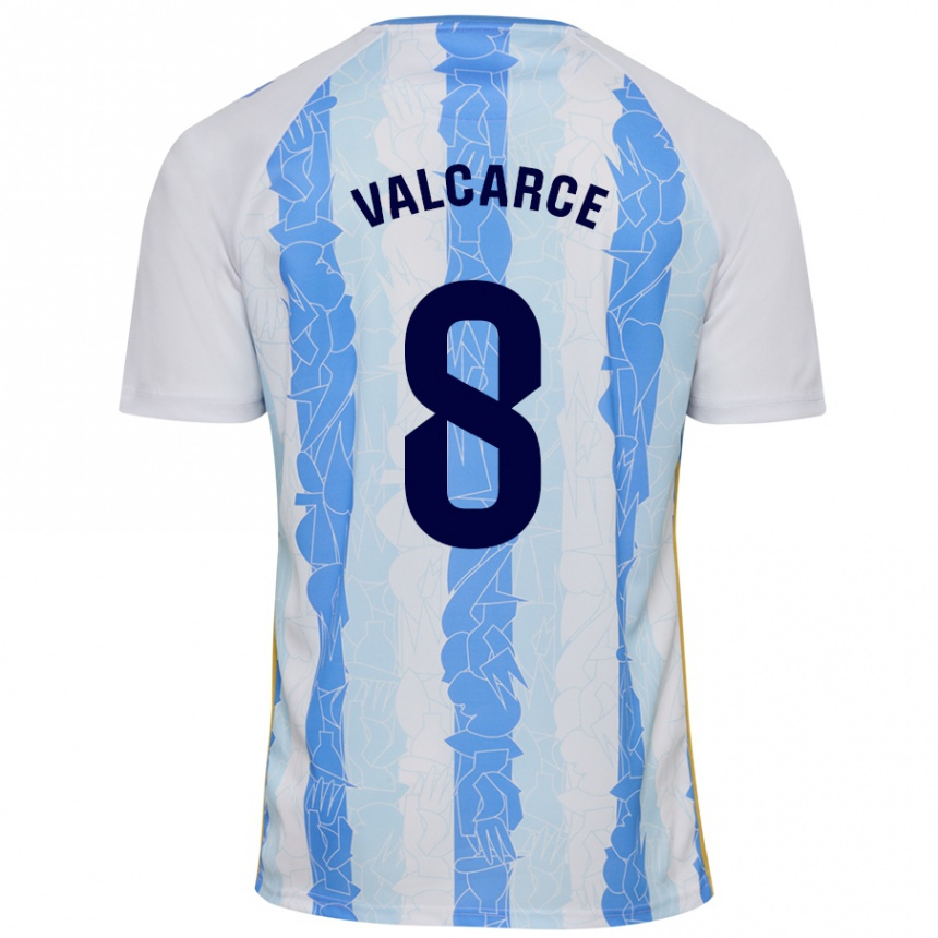 Mujer Fútbol Camiseta Alejandro Valcarce #8 Blanco Azul 1ª Equipación 2024/25 Perú