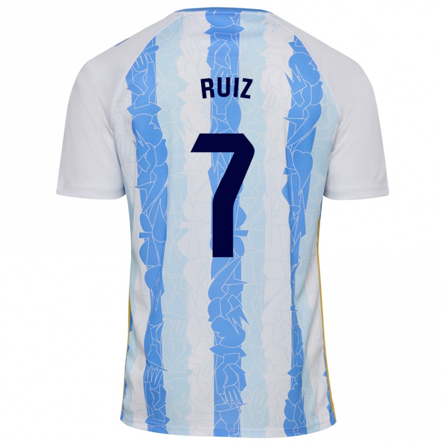 Mujer Fútbol Camiseta María Ruiz #7 Blanco Azul 1ª Equipación 2024/25 Perú