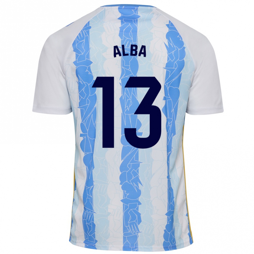 Mujer Fútbol Camiseta Alba #13 Blanco Azul 1ª Equipación 2024/25 Perú