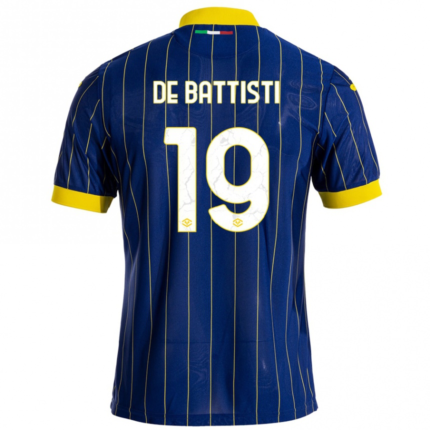 Mujer Fútbol Camiseta Davide De Battisti #19 Azul Amarillo 1ª Equipación 2024/25 Perú