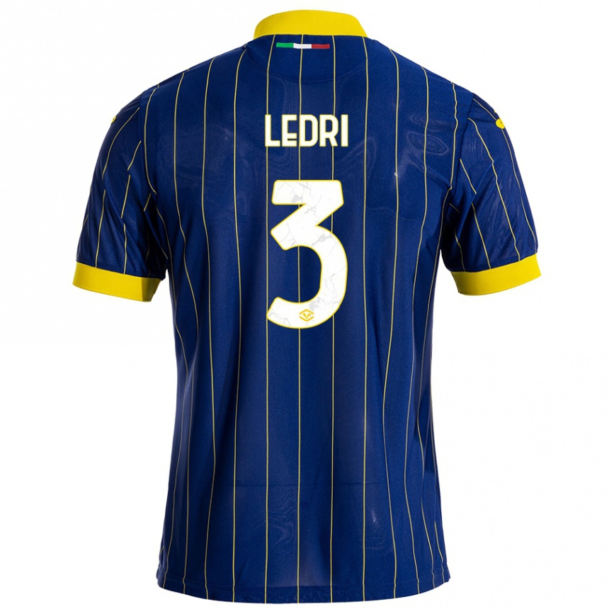 Mujer Fútbol Camiseta Michela Ledri #3 Azul Amarillo 1ª Equipación 2024/25 Perú