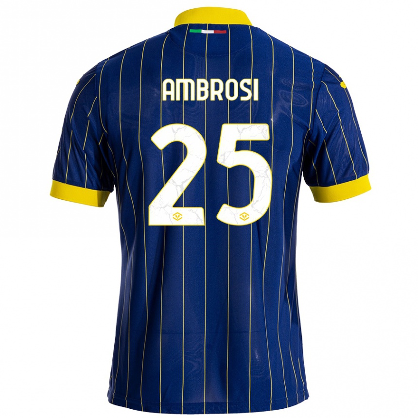 Mujer Fútbol Camiseta Caterina Ambrosi #25 Azul Amarillo 1ª Equipación 2024/25 Perú