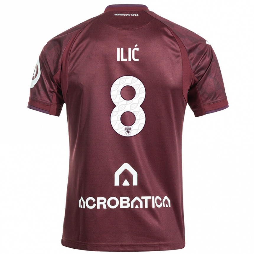 Mujer Fútbol Camiseta Ivan Ilić #8 Granate Blanco 1ª Equipación 2024/25 Perú