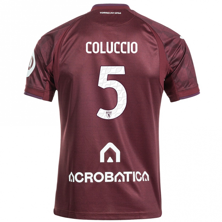 Mujer Fútbol Camiseta Francesca Coluccio #5 Granate Blanco 1ª Equipación 2024/25 Perú