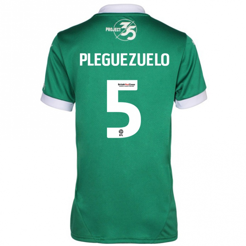 Mujer Fútbol Camiseta Julio Pleguezuelo #5 Verde Blanco 1ª Equipación 2024/25 Perú