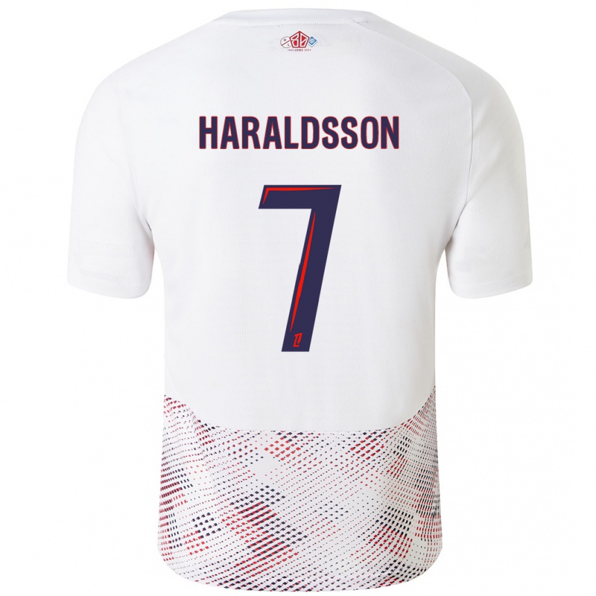 Mujer Fútbol Camiseta Hákon Arnar Haraldsson #7 Blanco Azul Real 2ª Equipación 2024/25 Perú