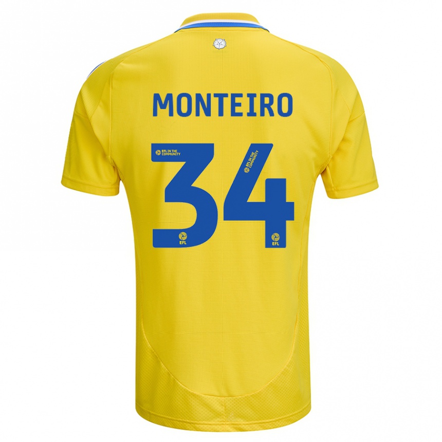 Mujer Fútbol Camiseta Diogo Monteiro #34 Amarillo Azul 2ª Equipación 2024/25 Perú