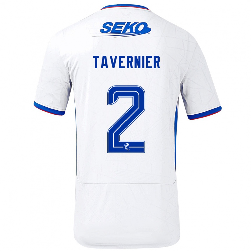 Mujer Fútbol Camiseta James Tavernier #2 Blanco Azul 2ª Equipación 2024/25 Perú