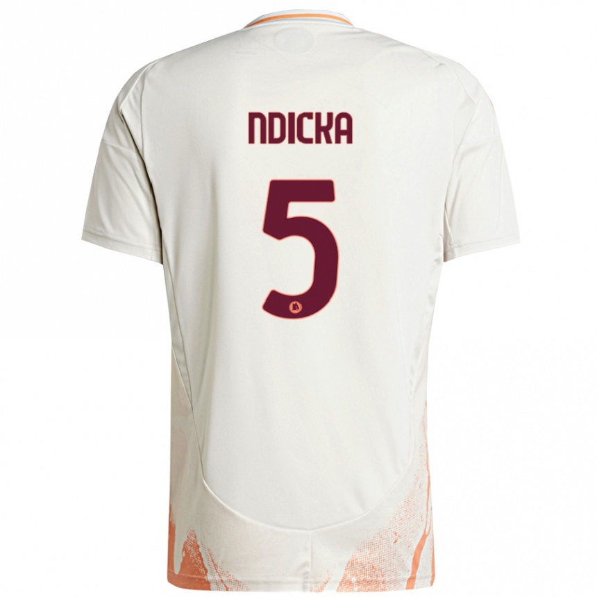 Mujer Fútbol Camiseta Evan Ndicka #5 Crema Blanco Naranja 2ª Equipación 2024/25 Perú