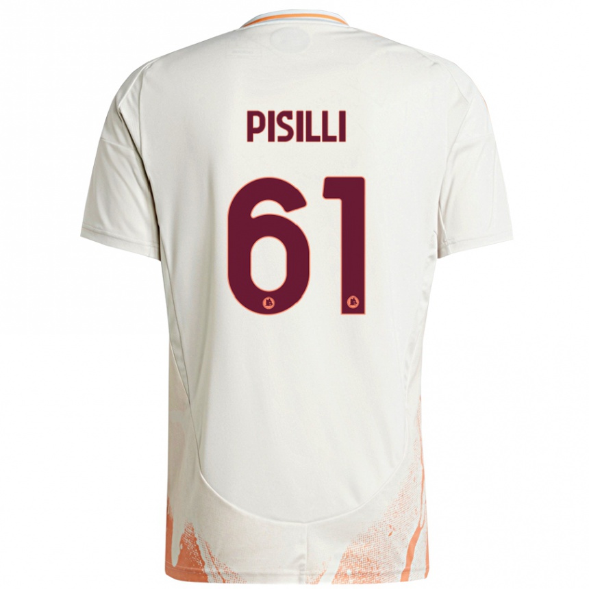 Mujer Fútbol Camiseta Niccolò Pisilli #61 Crema Blanco Naranja 2ª Equipación 2024/25 Perú