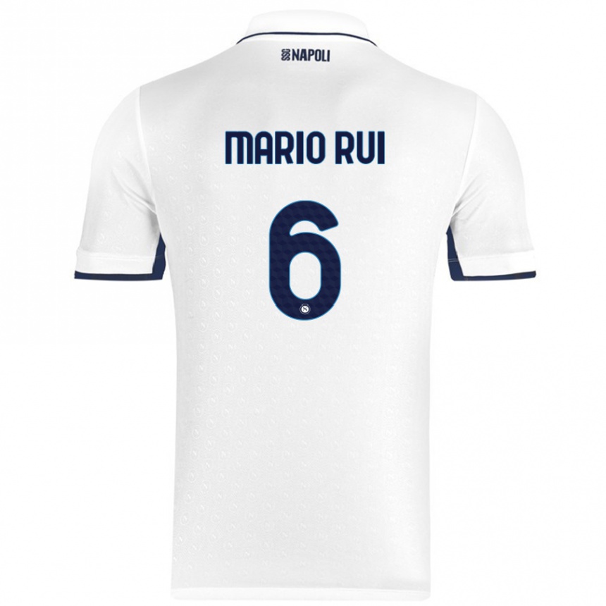 Mujer Fútbol Camiseta Mario Rui #6 Blanco Azul Real 2ª Equipación 2024/25 Perú