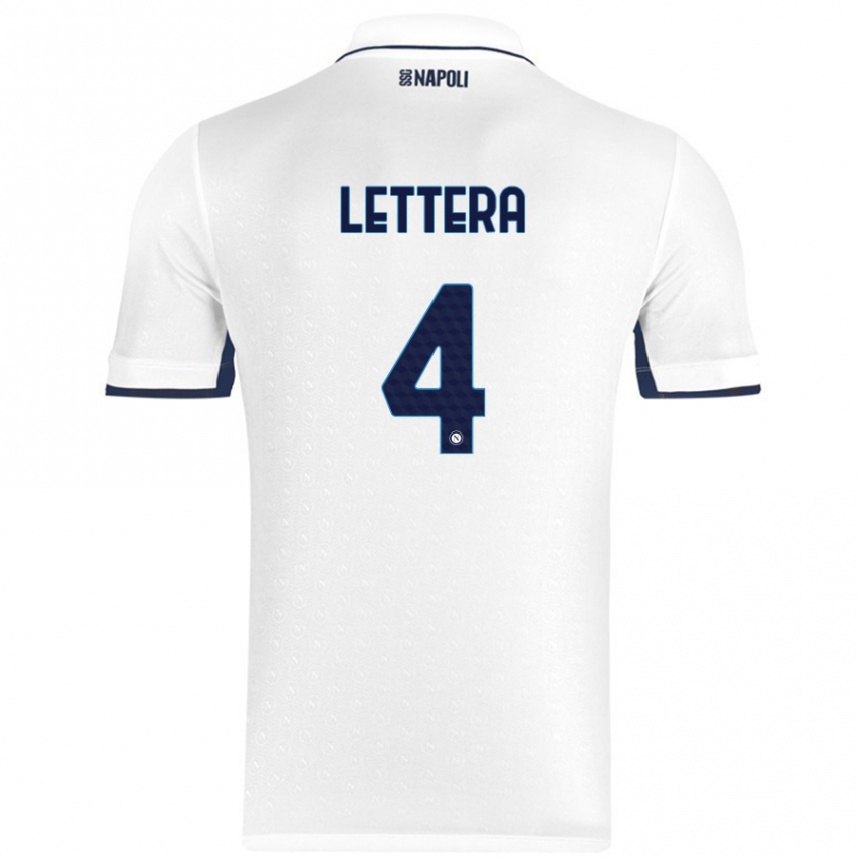 Mujer Fútbol Camiseta Alessio Lettera #4 Blanco Azul Real 2ª Equipación 2024/25 Perú