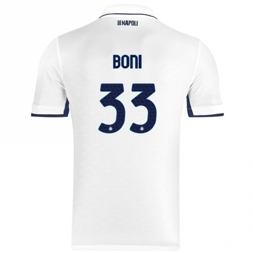 Mujer Fútbol Camiseta Landry Boni #33 Blanco Azul Real 2ª Equipación 2024/25 Perú