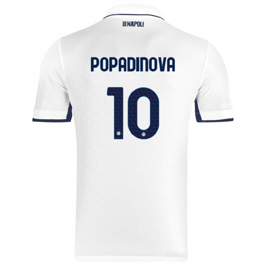 Mujer Fútbol Camiseta Evdokiya Popadinova #10 Blanco Azul Real 2ª Equipación 2024/25 Perú