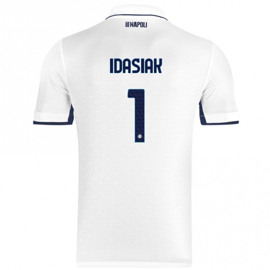 Mujer Fútbol Camiseta Hubert Dawid Idasiak #1 Blanco Azul Real 2ª Equipación 2024/25 Perú