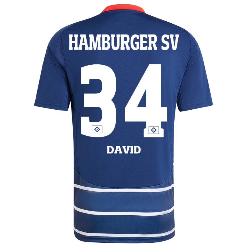 Mujer Fútbol Camiseta Jonas David #34 Azul Oscuro 2ª Equipación 2024/25 Perú