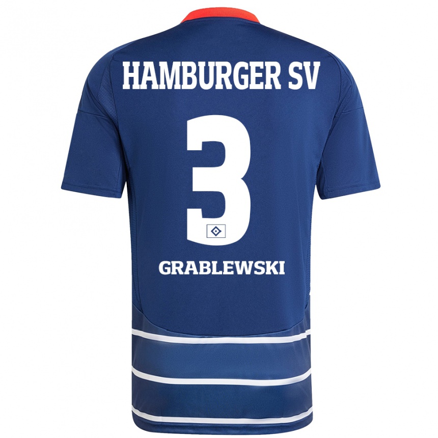 Mujer Fútbol Camiseta Max Grablewski #3 Azul Oscuro 2ª Equipación 2024/25 Perú