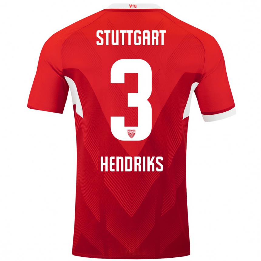 Mujer Fútbol Camiseta Ramon Hendriks #3 Rojo Blanco 2ª Equipación 2024/25 Perú