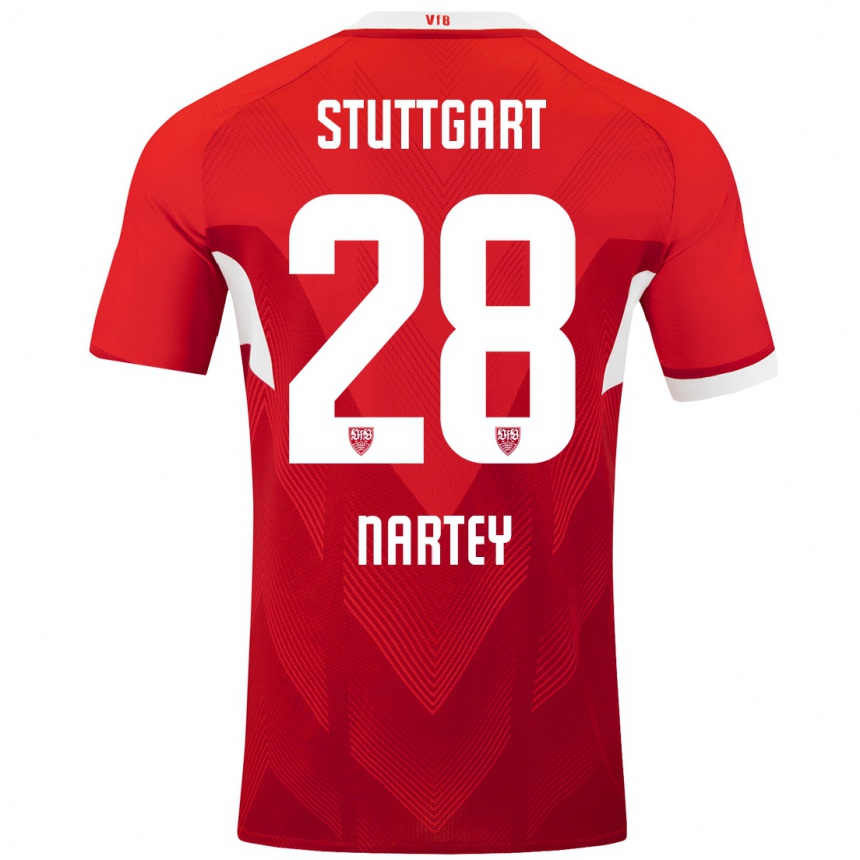 Mujer Fútbol Camiseta Nikolas Nartey #28 Rojo Blanco 2ª Equipación 2024/25 Perú