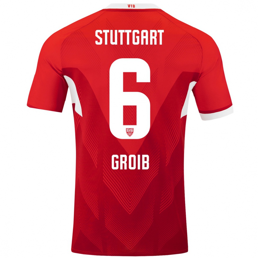 Mujer Fútbol Camiseta Alexander Groiß #6 Rojo Blanco 2ª Equipación 2024/25 Perú