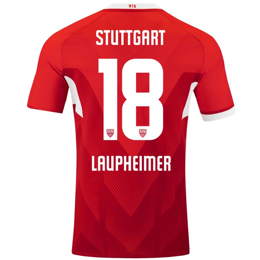 Mujer Fútbol Camiseta Lukas Laupheimer #18 Rojo Blanco 2ª Equipación 2024/25 Perú