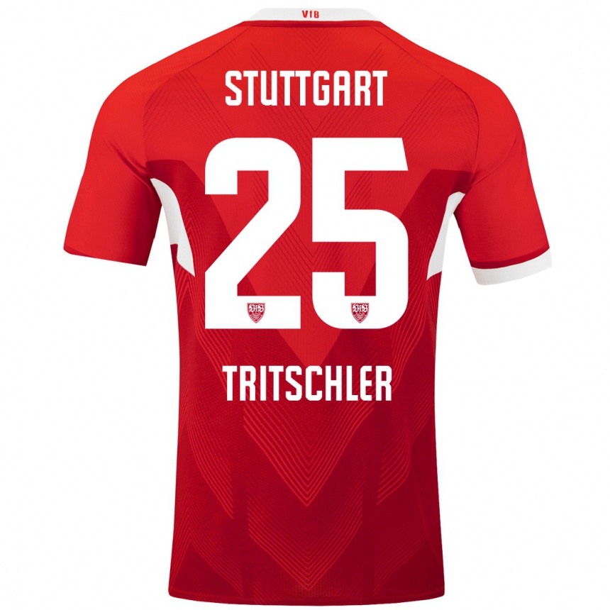 Mujer Fútbol Camiseta David Tritschler #25 Rojo Blanco 2ª Equipación 2024/25 Perú